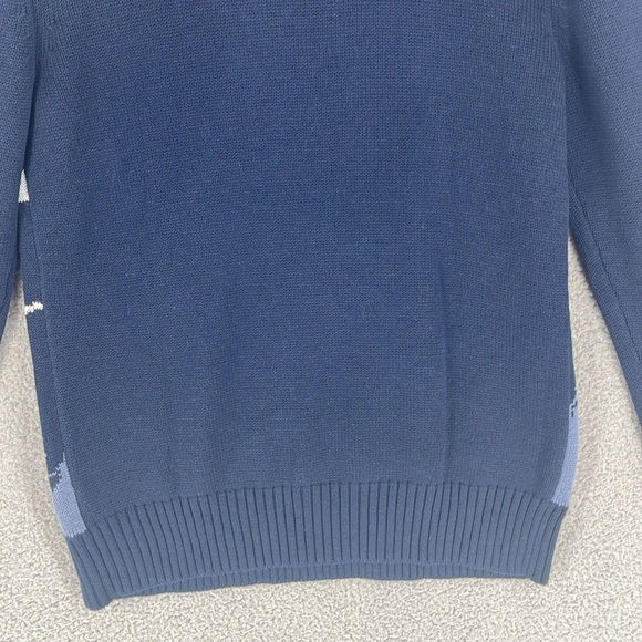 Express blue crew neck long sleeve tree’s scene sweater mens medium pullover - Picture 13 of 13